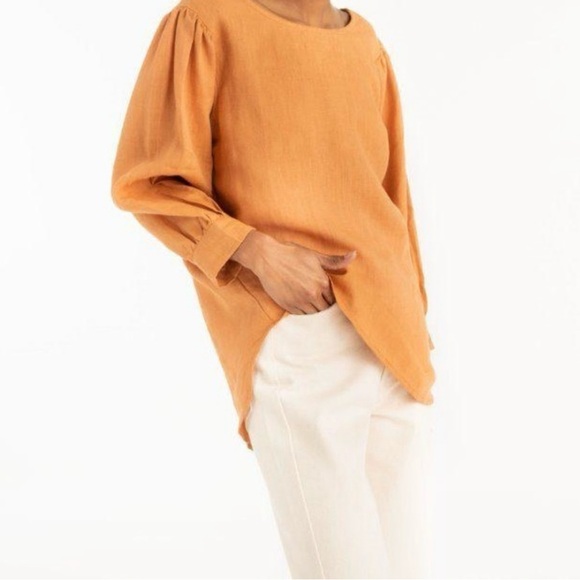 NWT - Tribe Alive Organic Linen Full-Sleeve Blouse Top - Picture 3 of 6